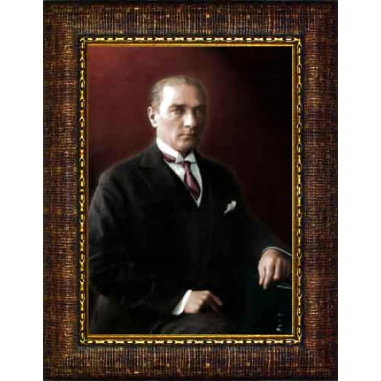 Atatürk Tablosu Çerçeveli - Jön Mustafa Kemal Portresi Portresi Bordo Fonda ATACRAP29D Atatürk Tablosu Çerçeveli - Jön Mustafa Kemal Portresi Portresi Bordo Fonda ATACRAP29D