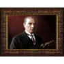 Atatürk Tablosu Çerçeveli - Jön Mustafa Kemal Portresi Portresi Bordo Fonda Yatay Tasarım ATACRAP30Y