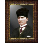 Atatürk Tablosu Kalpaklı Çerçeveli - Yeşil Ceketli Mustafa Kemal Portresi ATACRAP31D