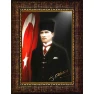 Atatürk Tablosu Kalpaklı Çerçeveli - Mustafa Kemal Portresi Bayraklı ATACRAP33D