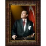 Atatürk Tablosu Çerçeveli - Göğe Bakan Kravatlı Mustafa Kemal Portresi Bayraklı ATACRAP35D