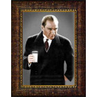 Atatürk Tablosu Çerçeveli - Ayran İçen, Rakı Diye İftira Atılan Mustafa Kemal Portresi ATACRAP43D