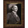 Atatürk Tablosu Çerçeveli - Gülen Mustafa Kemal Portresi Siyah/Beyaz ATACRAP45D