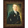 Atatürk Tablosu Çerçeveli - Madalyalı Yeşil Ceketli Mustafa Kemal Portresi ATACRAP47D