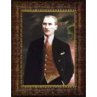 Atatürk Tablosu Çerçeveli - Kahverengi Yelekli Mustafa Kemal Portresi ATACRAP48D