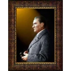 Atatürk Tablosu Çerçeveli - Dürbünlü Mustafa Kemal Portresi Yandan Profil ATACRAP52D