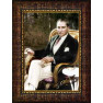 Atatürk Tablosu Çerçeveli - Sandalyede Oturan Kahve İçen Mustafa Kemal Portresi ATACRAP54D