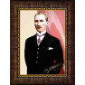 Atatürk Tablosu Çerçeveli - Mustafa Kemal Portresi Bayraklı Tasarım ATACRAP56D