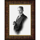 Atatürk Tablosu Çerçeveli - Dürbünlü Siyah/Beyaz Mustafa Kemal Portresi Dekupe Tasarım ATACRAP58D