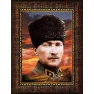 Atatürk Tablosu Kalpaklı Çerçeveli - Mareşal Mustafa Kemal Portresi Bayraklı ATACRAP61D