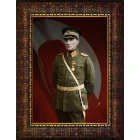 Atatürk Tablosu Çerçeveli - Mareşal Mustafa Kemal Portresi Ayakta Bayraklı ATACRAP62D