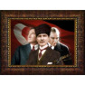 Atatürk Tablosu Çerçeveli - Yan Yana Üç Figürlü Mustafa Kemal Portresi ATACRAP70Y