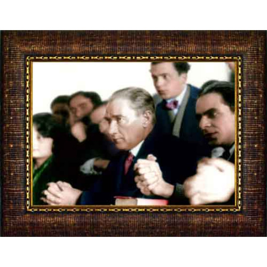 Atatürk Tablosu Çerçeveli - Üniversitede Ders Dinleyen Eğitimci Mustafa Kemal Portresi ATACRAP74Y
