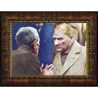 Atatürk Tablosu Çerçeveli - Halkı Dinleyen Halkçı Mustafa Kemal Portresi ATACRAP75Y