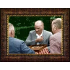 Atatürk Tablosu Çerçeveli - Tavla Oynayan Mustafa Kemal Portresi ATACRAP76Y