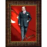 Atatürk Tablosu Çerçeveli - Ayakta Boydan Mustafa Kemal Portresi Eli Ceket Cebinde Bayraklı ATACRAP83D